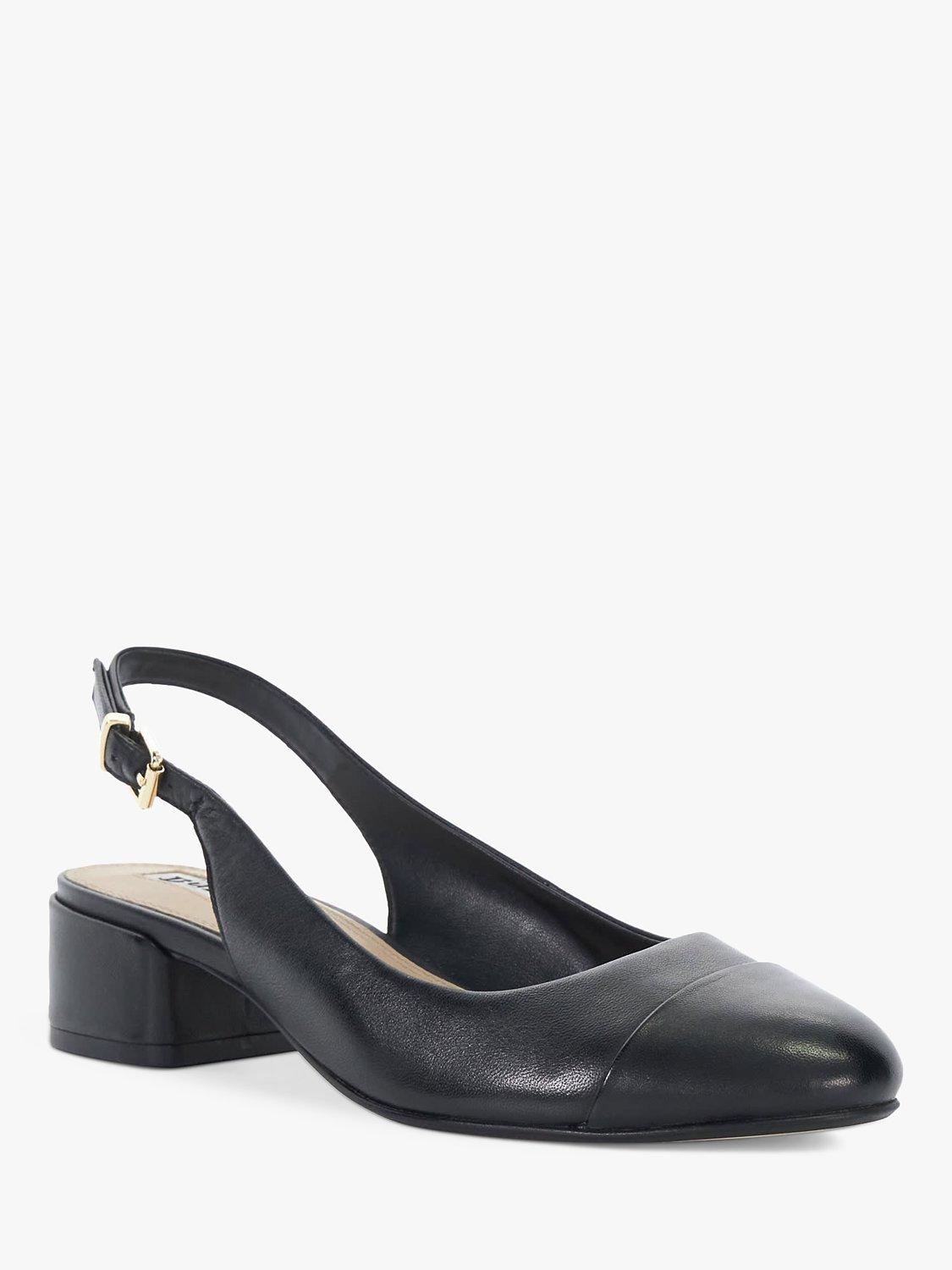 Product image 3 of 6, which shows Dune London Casing Leather Block Heel Slingback Pumps, Black, 3