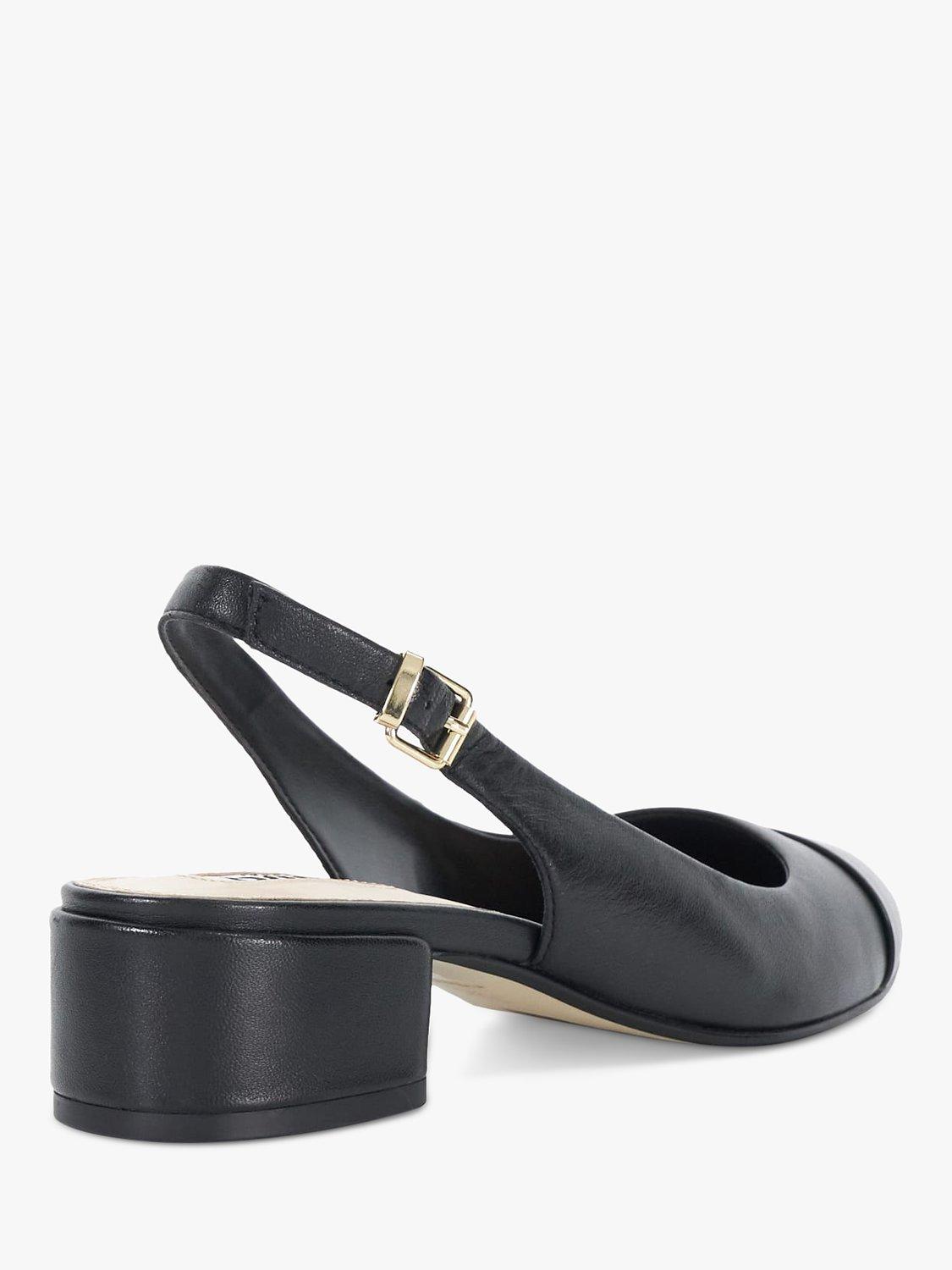 Product image 4 of 6, which shows Dune London Casing Leather Block Heel Slingback Pumps, Black, 3