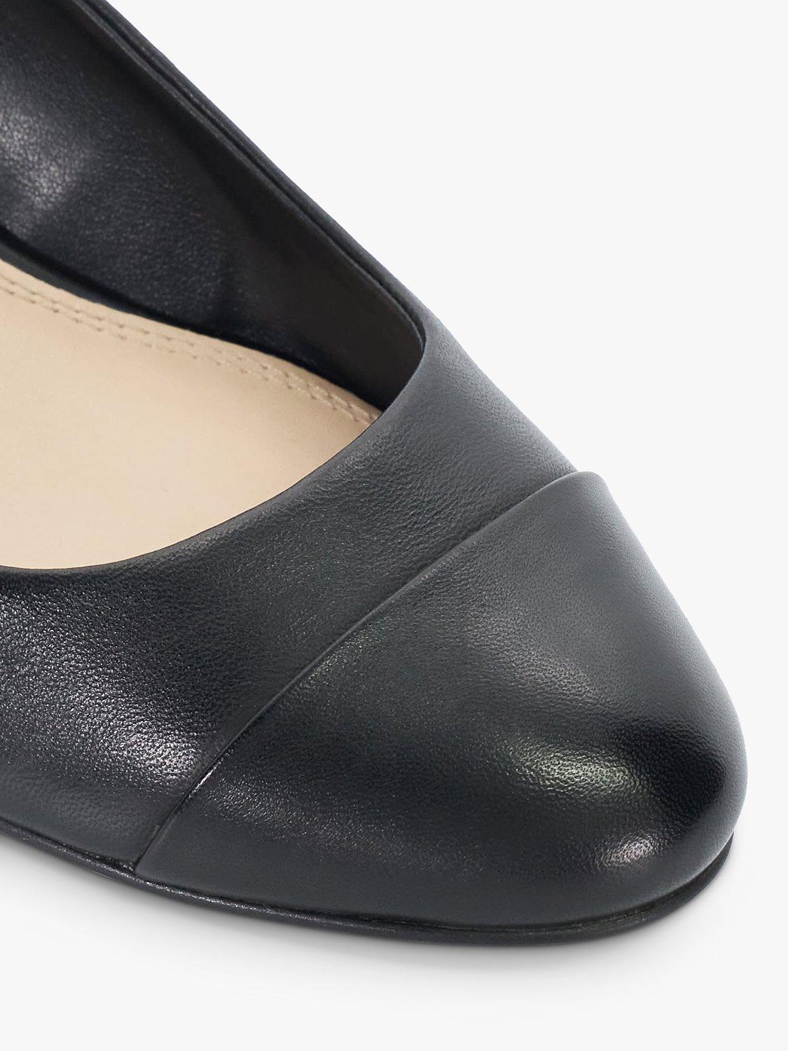 Product image 5 of 6, which shows Dune London Casing Leather Block Heel Slingback Pumps, Black, 3