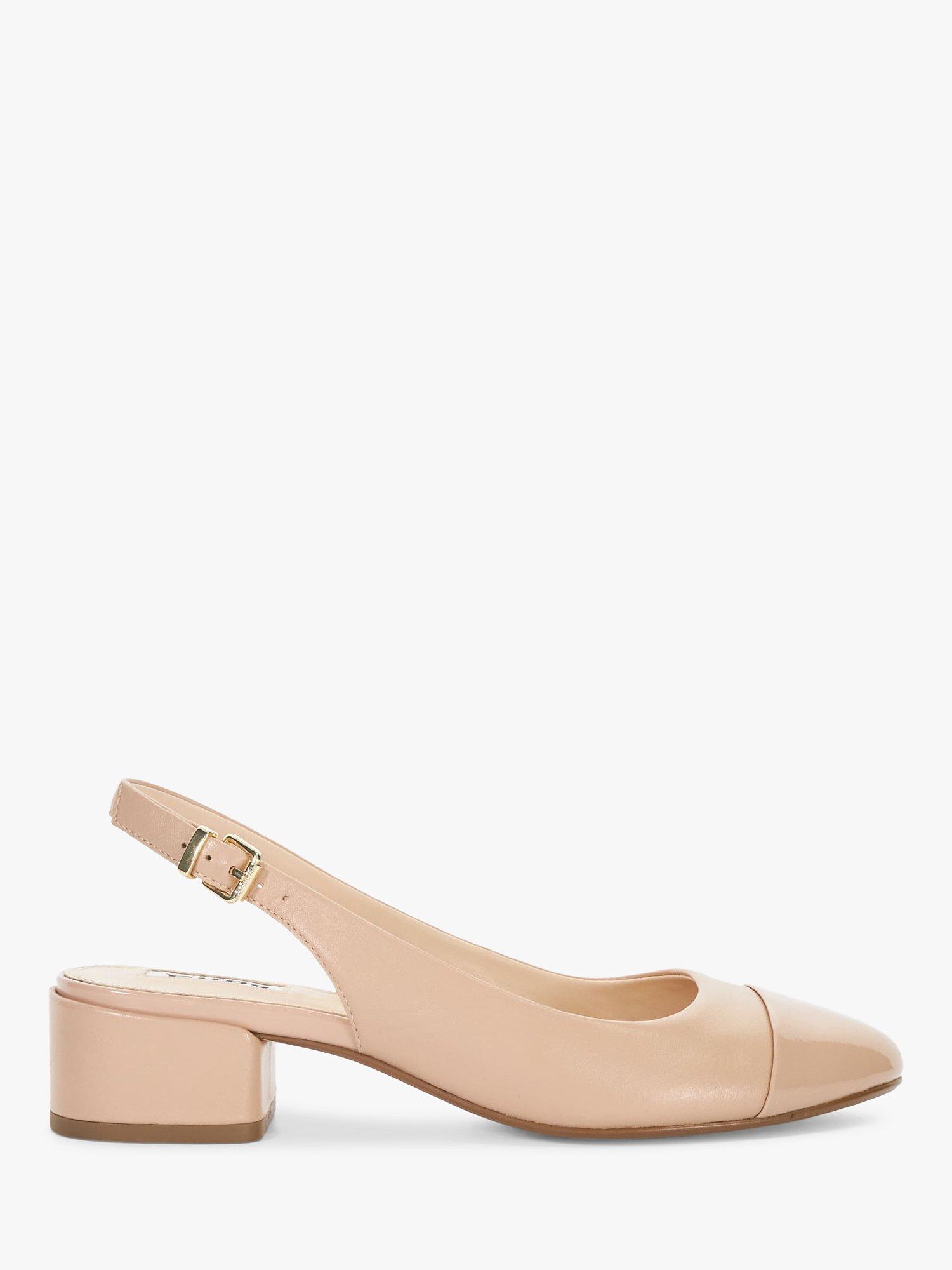 Product image 1 of 6, which shows Dune London Casing Slingback Block Heel Leather Court Shoes, Blush, 6