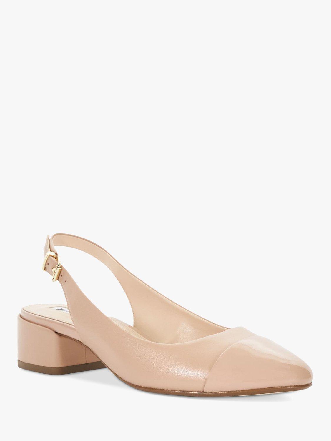 Product image 3 of 6, which shows Dune London Casing Slingback Block Heel Leather Court Shoes, Blush, 6