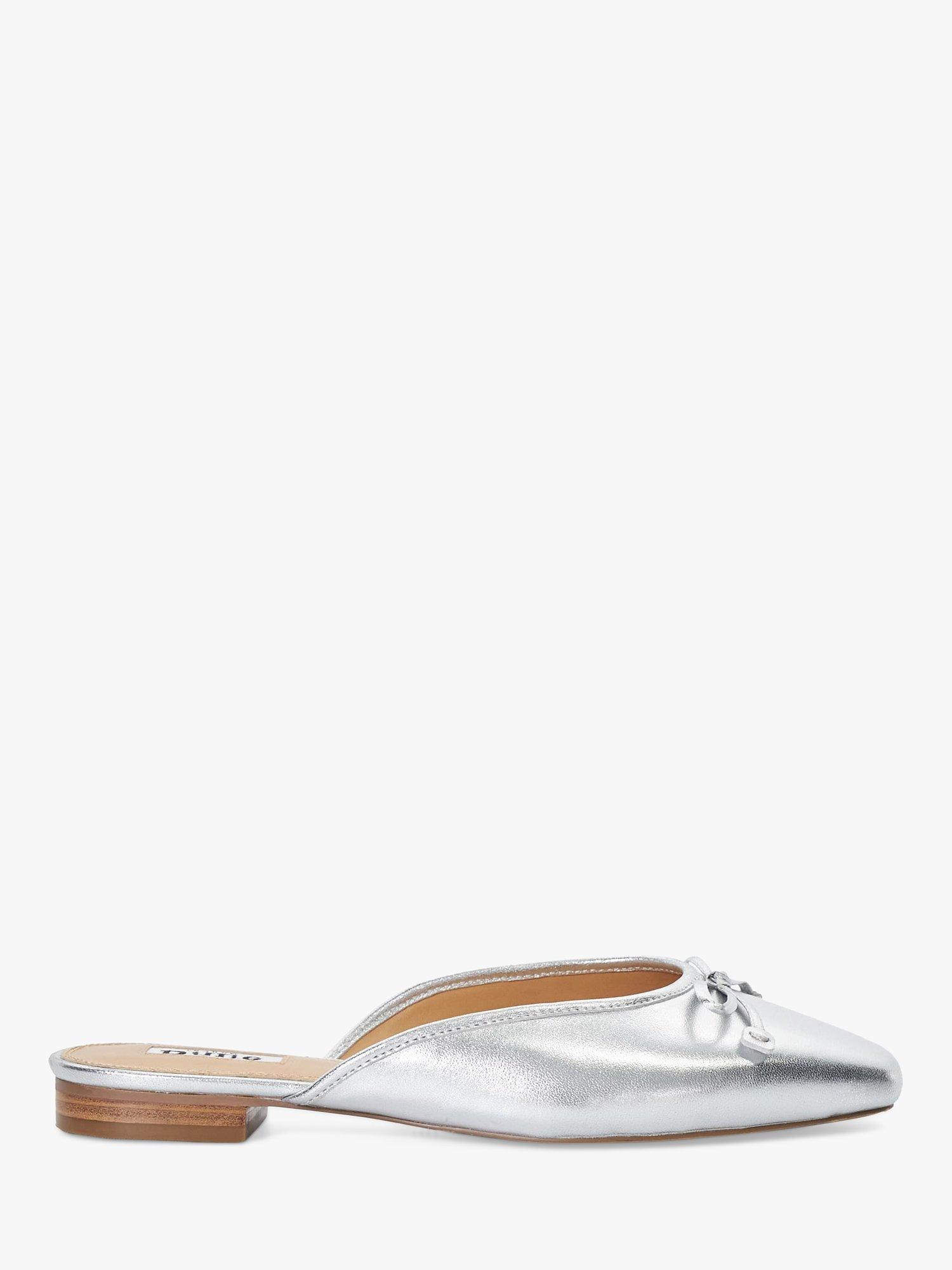 Dune London Haylas Leather Ballerina Mules, Silver