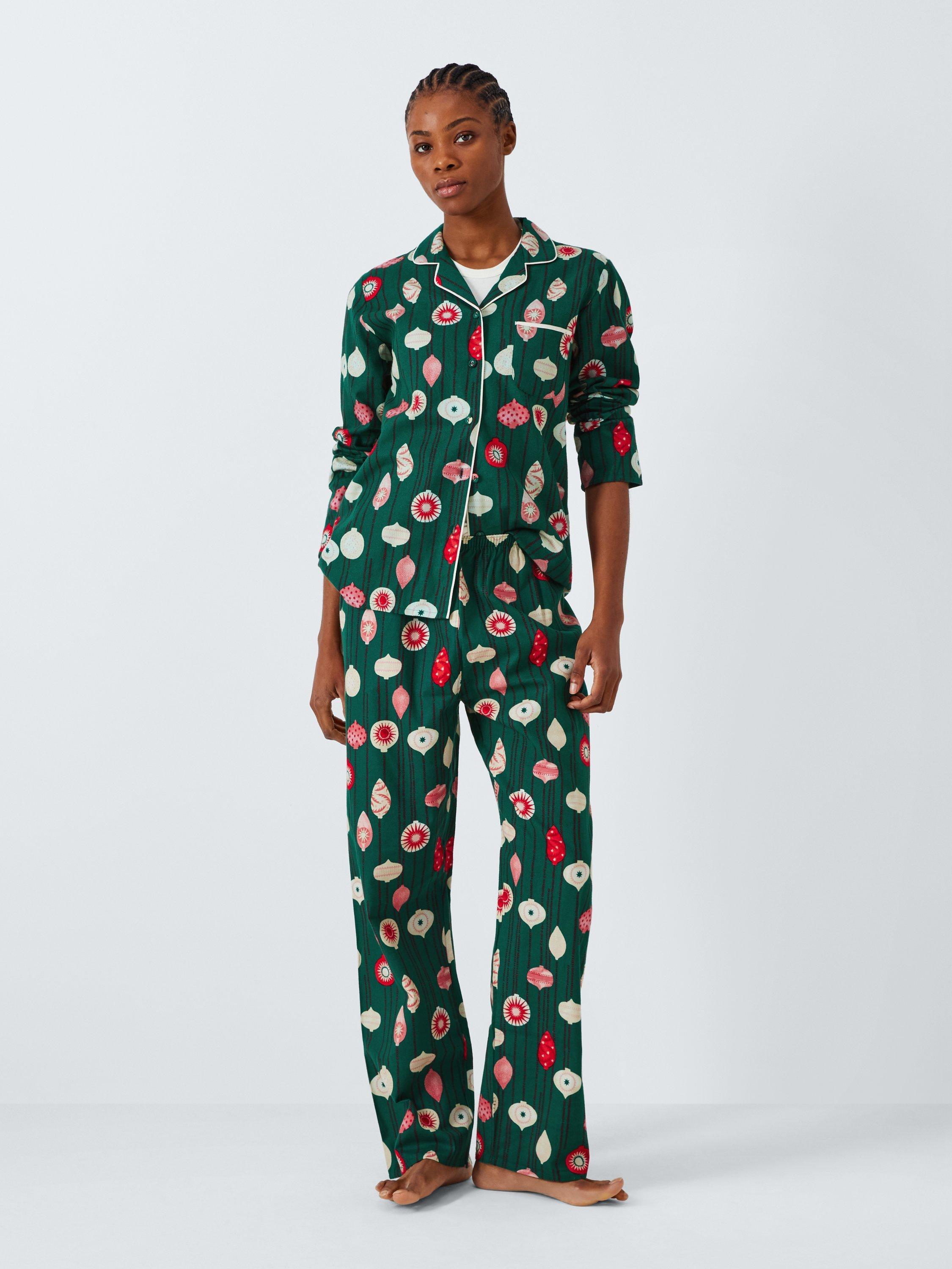 John Lewis Christmas Bauble Cotton Pyjama Set Evergreen Multi