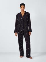 John Lewis Linear Floral Brushed Cotton Pyjama Set Evergreen Ochre