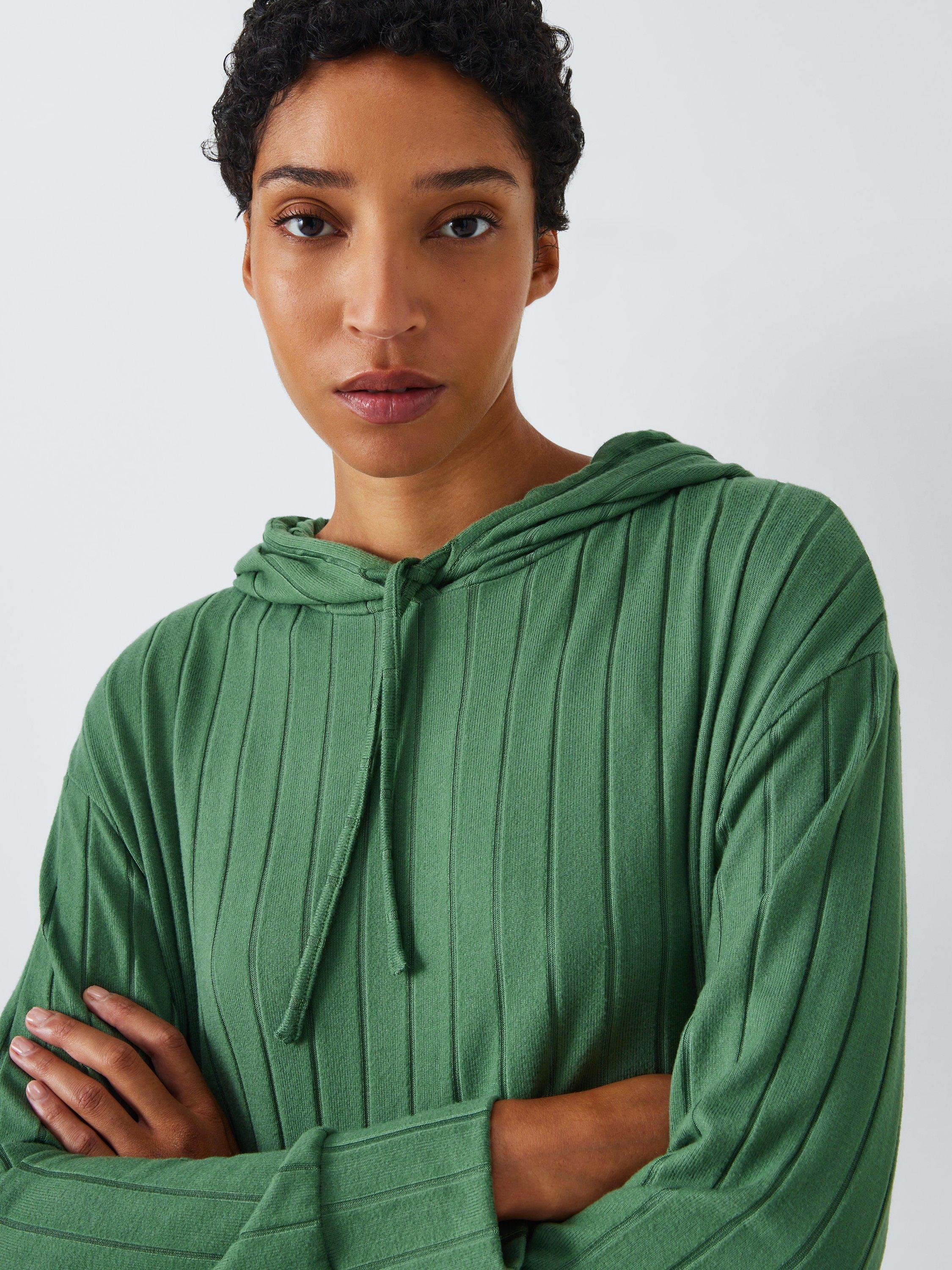 Product image 5 of 6, which shows John Lewis Rib Knit Hooded Lounge Dress, Khaki, S