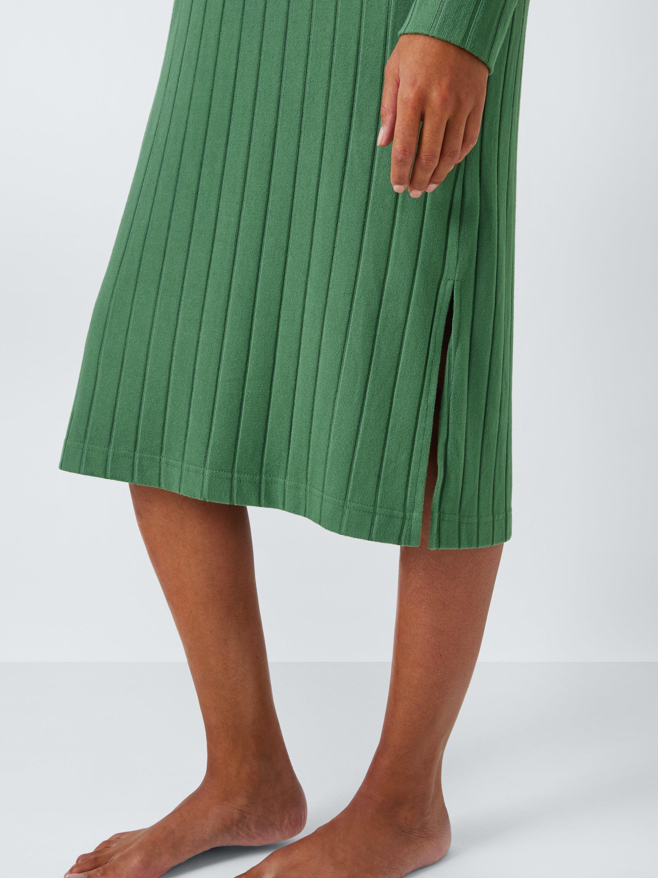 Product image 6 of 6, which shows John Lewis Rib Knit Hooded Lounge Dress, Khaki, S