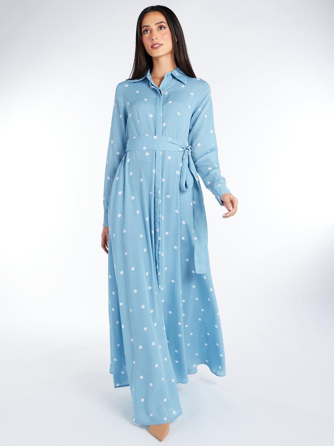 Aab Polka Dot Maxi Dress, Blue Sky, S Regular