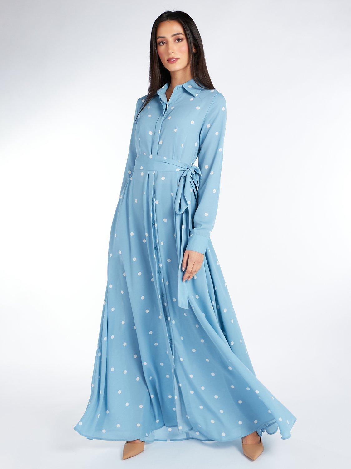 Aab Polka Dot Maxi Dress, Blue Sky, S Regular