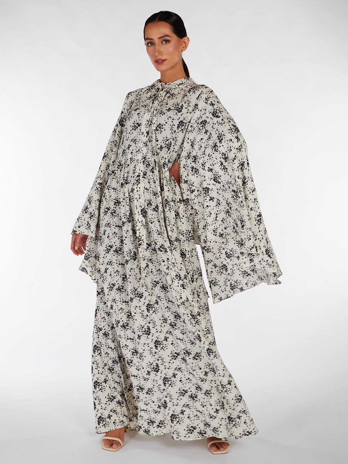 Aab Butterfly Sleeve Maxi Dress, Black/Multi