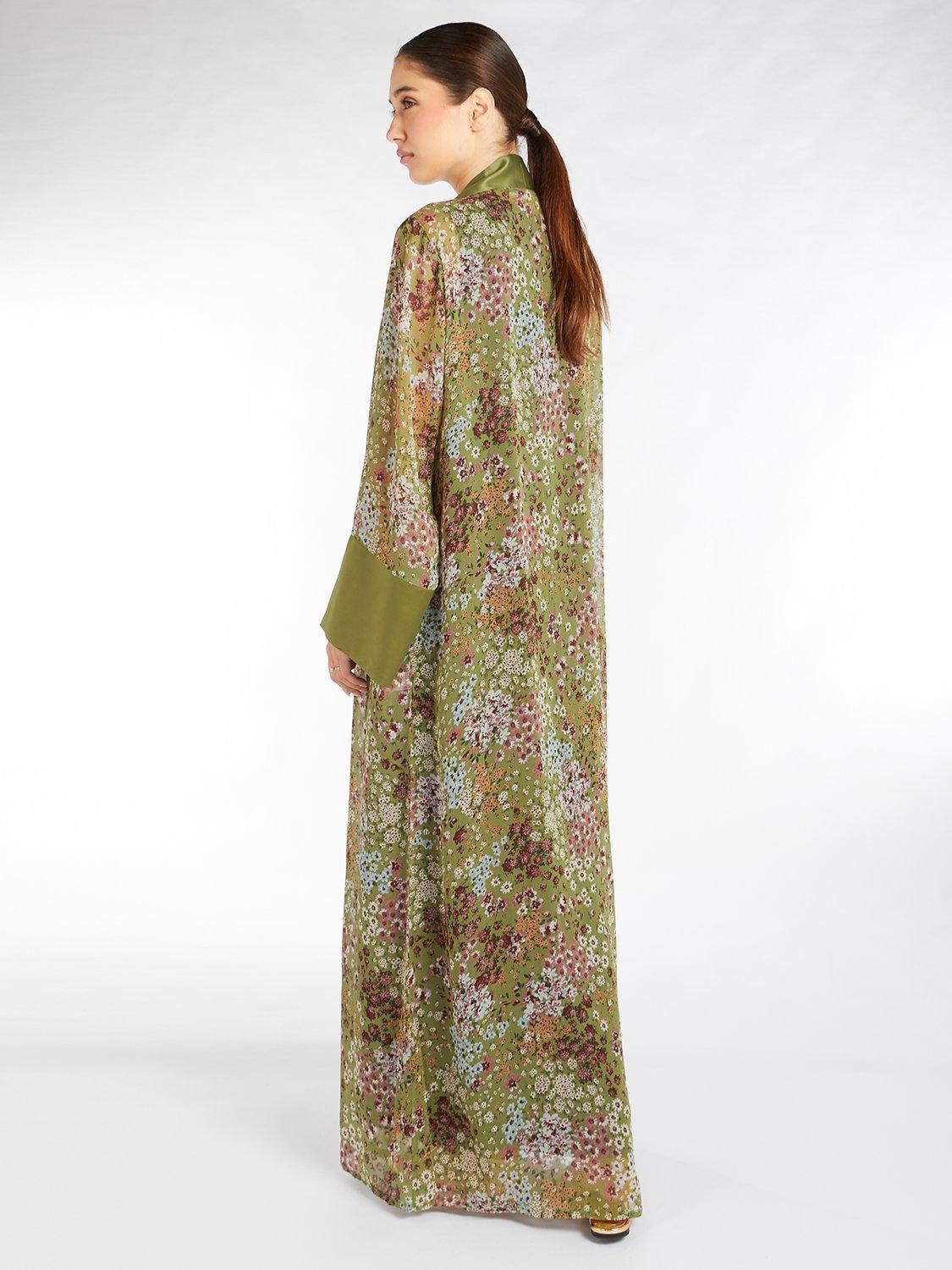 Product image 2 of 3, which shows Aab Cone Flower Kimono Dress, Green/Multi, S Regular
