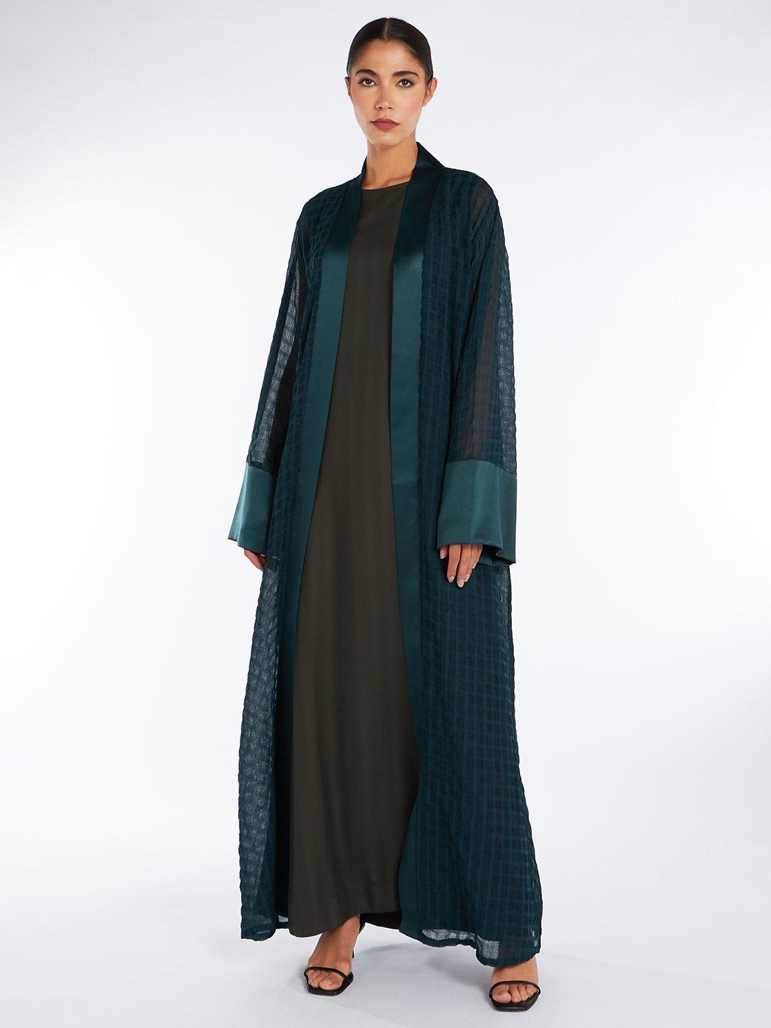 Aab Crinkled Chiffon Kimono, Green Dark