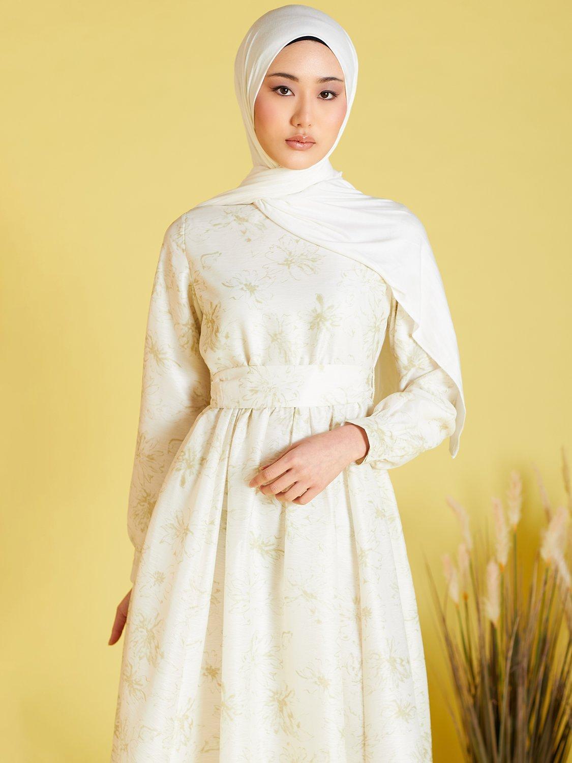 Product image 1 of 4, which shows Aab Ivory Orchid Floral Print Maxi Dress, Cream/Multi, S Regular