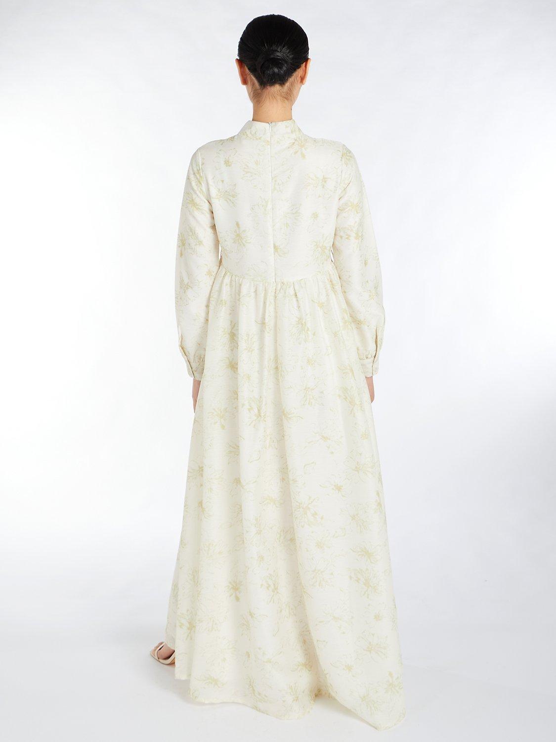 Product image 3 of 4, which shows Aab Ivory Orchid Floral Print Maxi Dress, Cream/Multi, S Regular