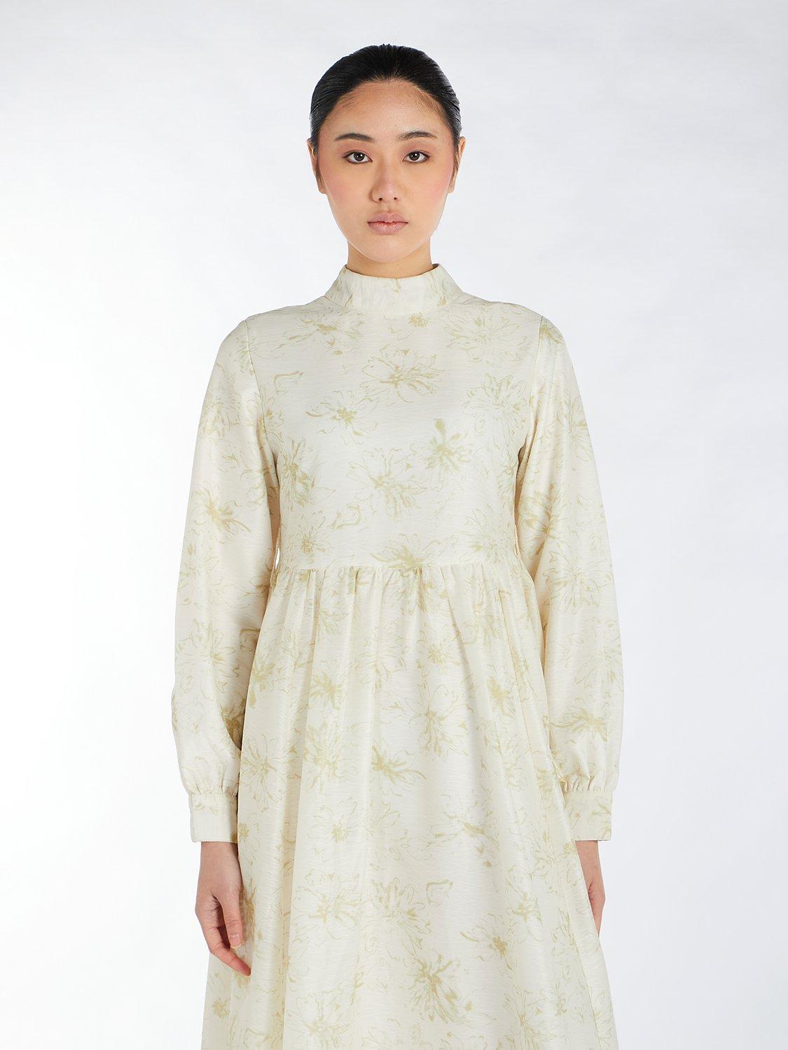 Product image 4 of 4, which shows Aab Ivory Orchid Floral Print Maxi Dress, Cream/Multi, S Regular