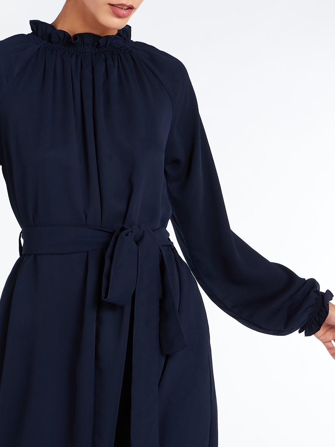 Product image 3 of 4, which shows Aab Frill Neck Maxi Dress, Navy, S Regular