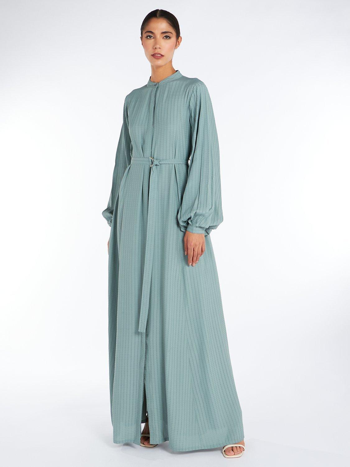 Product image 1 of 3, which shows Aab Sage Jacquard Maxi Dress, Green Mid, S Regular