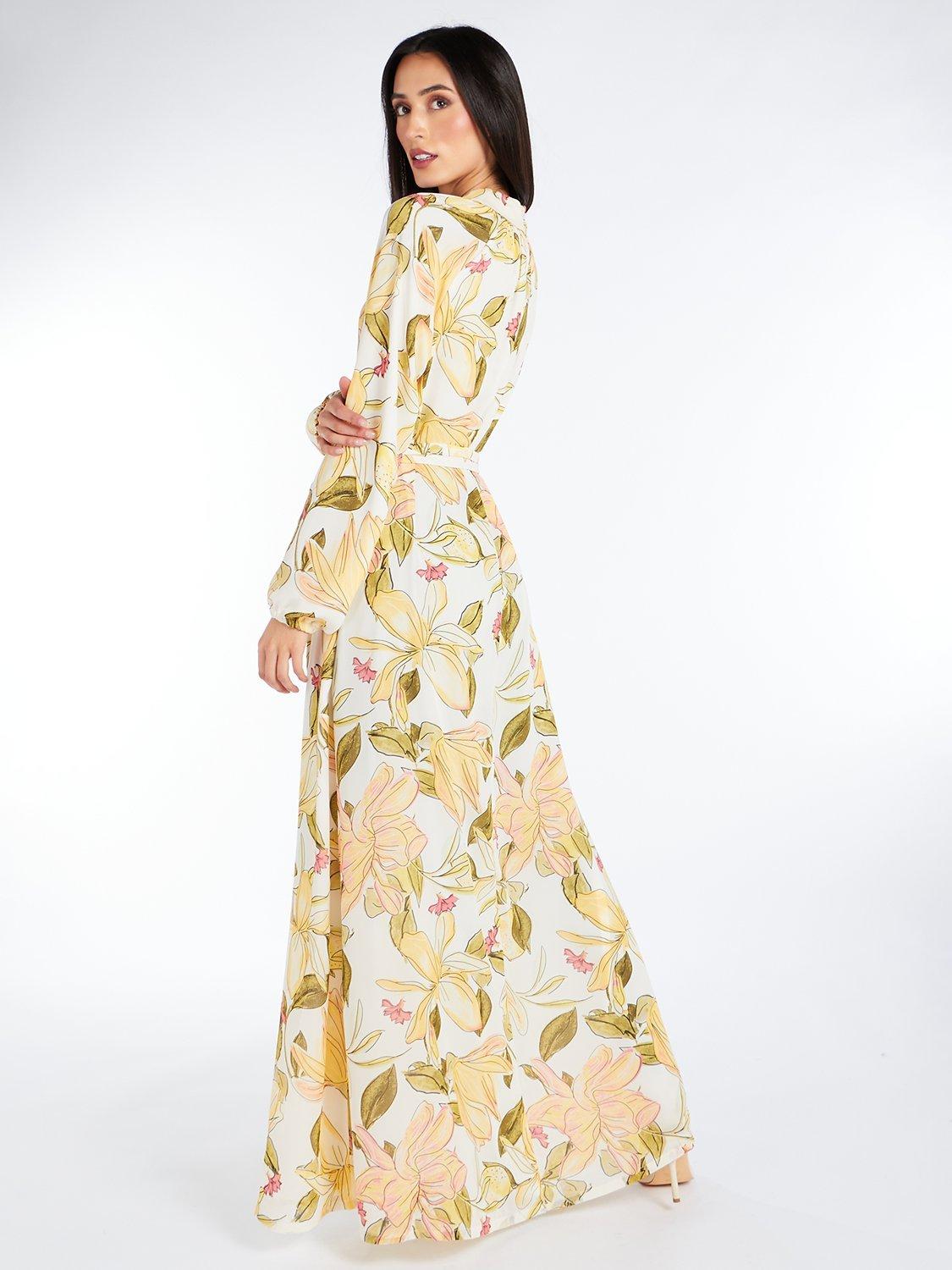 Aab Nymphaea Floral Print Maxi Dress, Yellow/Multi, S Regular