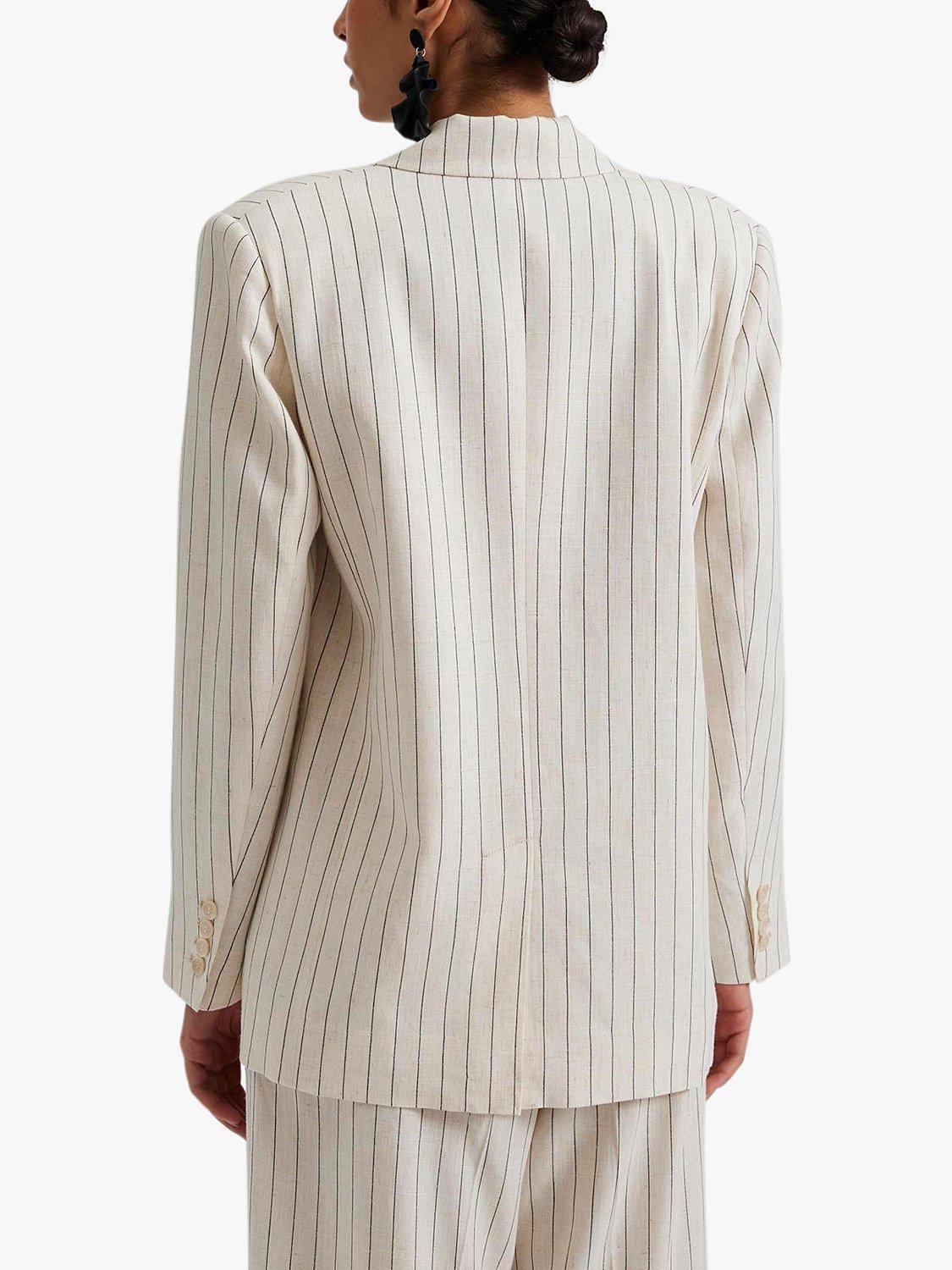 Product image 2 of 5, which shows Malina Ariana Linen Pinstripe Blazer, Natural, S