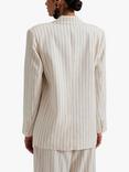 Malina Ariana Linen Pinstripe Blazer, Natural, Natural