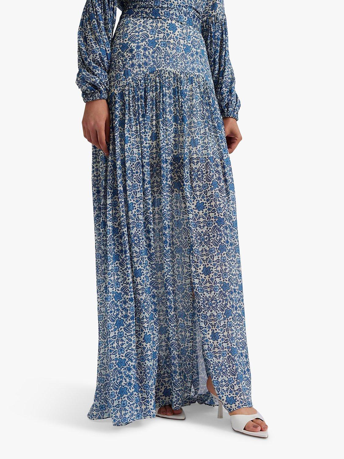 Malina Alicia Coastal Floral Maxi Dress Blue Multi