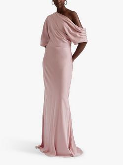 Malina Marisa One Shoulder Satin Maxi Dress, Blush
