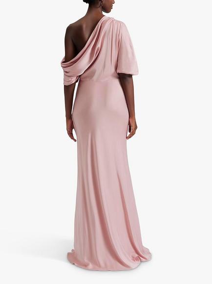 Malina Marisa One Shoulder Satin Maxi Dress - view 2, Blush