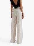 Malina Carlotta Pinstripe Wide Leg Linen Trousers, Natural