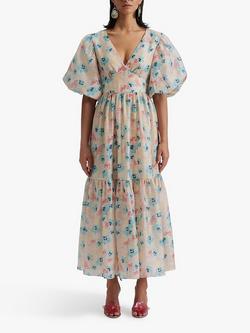 Malina Freya Floral Puff Sleeve Maxi Dress, Multi, Florals