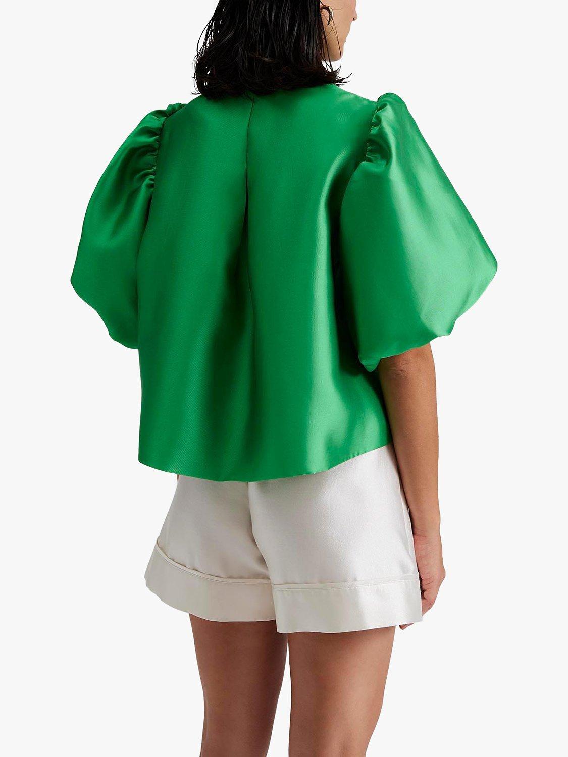 Green puff sleeve blouse sale