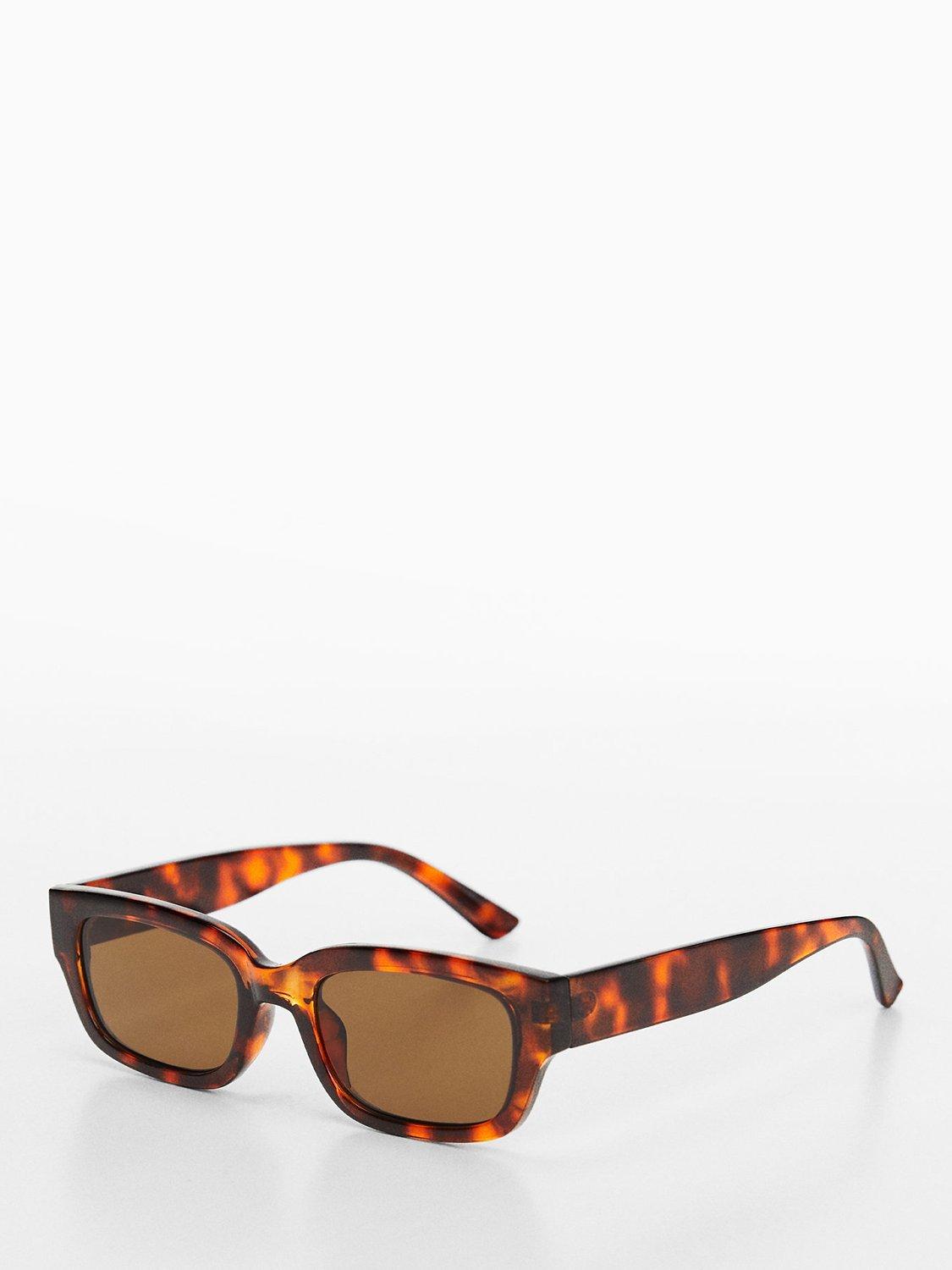 Mango Women's Magali Rectangular Sunglasses, Havana/Brown, One Size