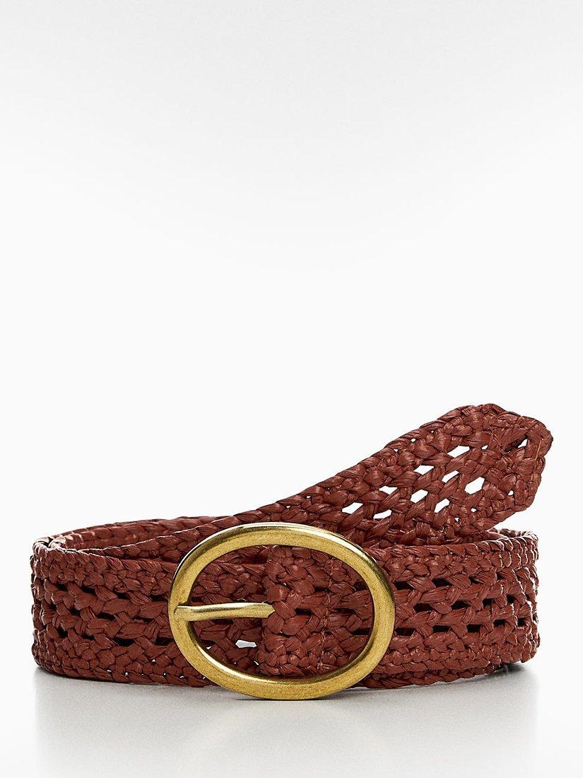 Mango Marti Oval Buckle Belt, Medium Orange