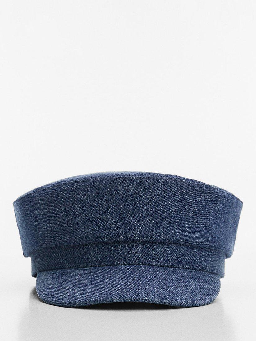 Mango Cotton Blend Baker Cap, Open Blue
