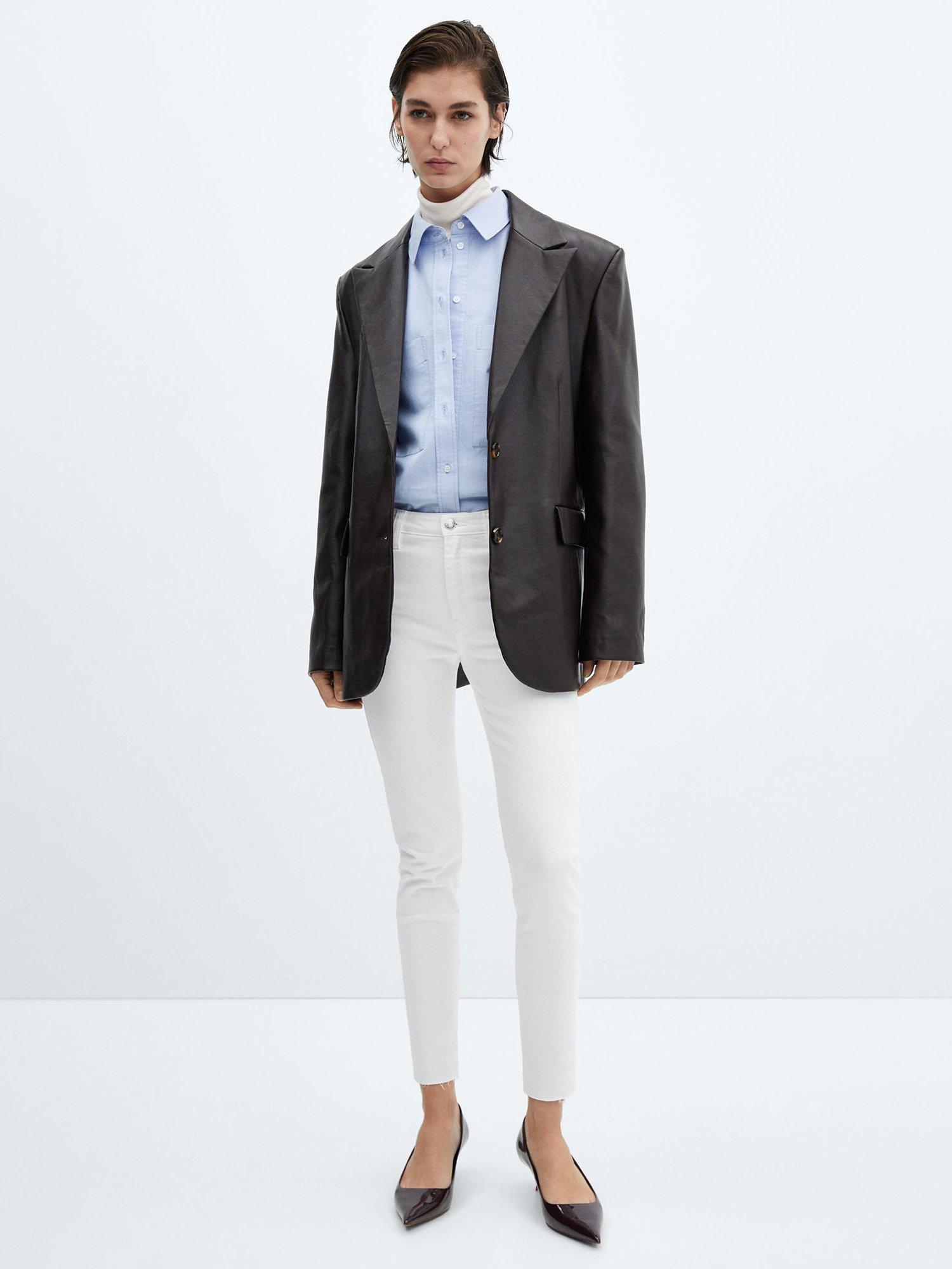 Product image 2 of 6, which shows Mango Isa Skinny Cropped Jeans, White, 14