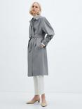 Mango Anchovy Knee Lengt Belted Coat, Medium Blue