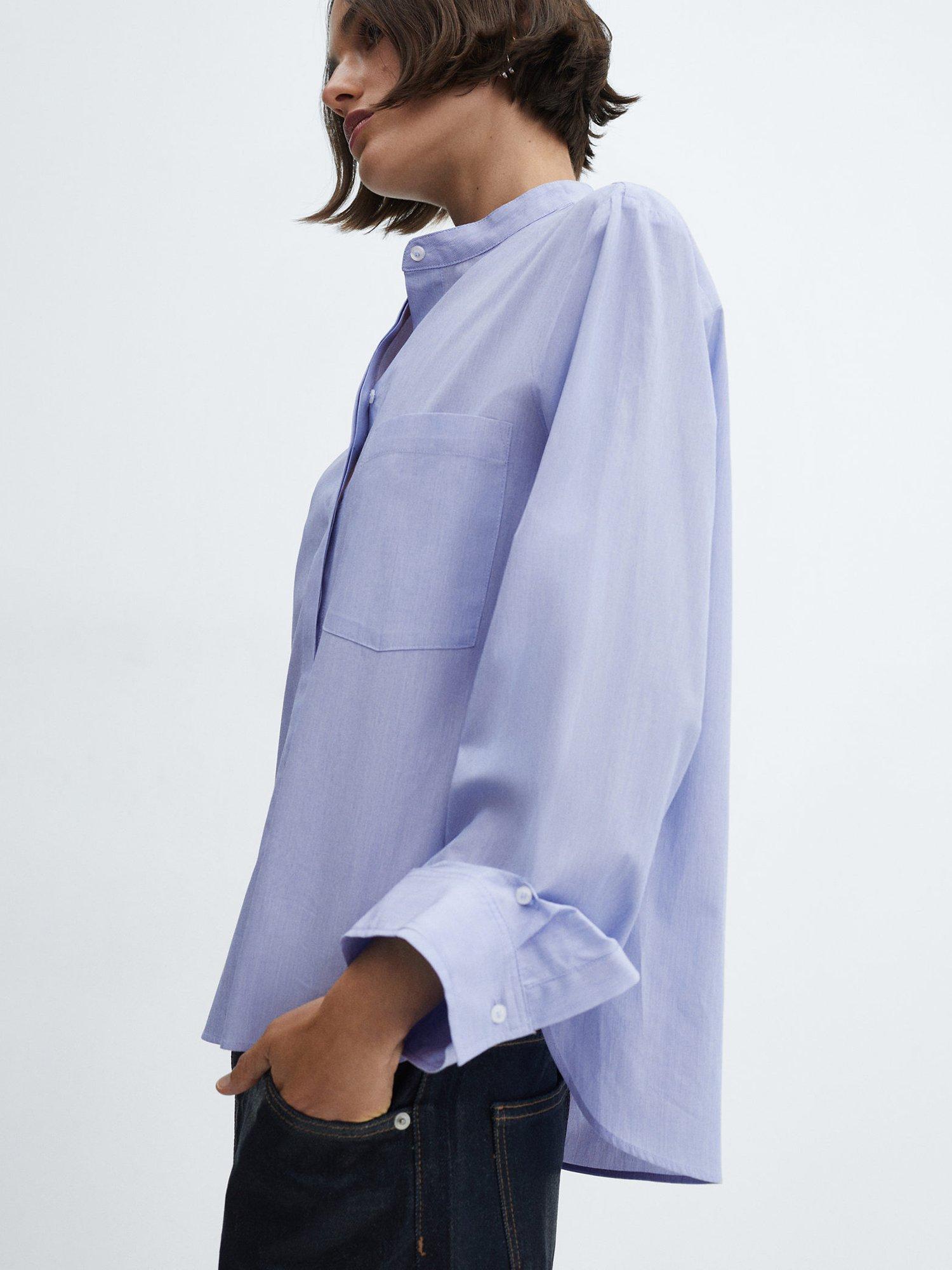 Mango Lucas Cotton Poplin Shirt, Medium Blue