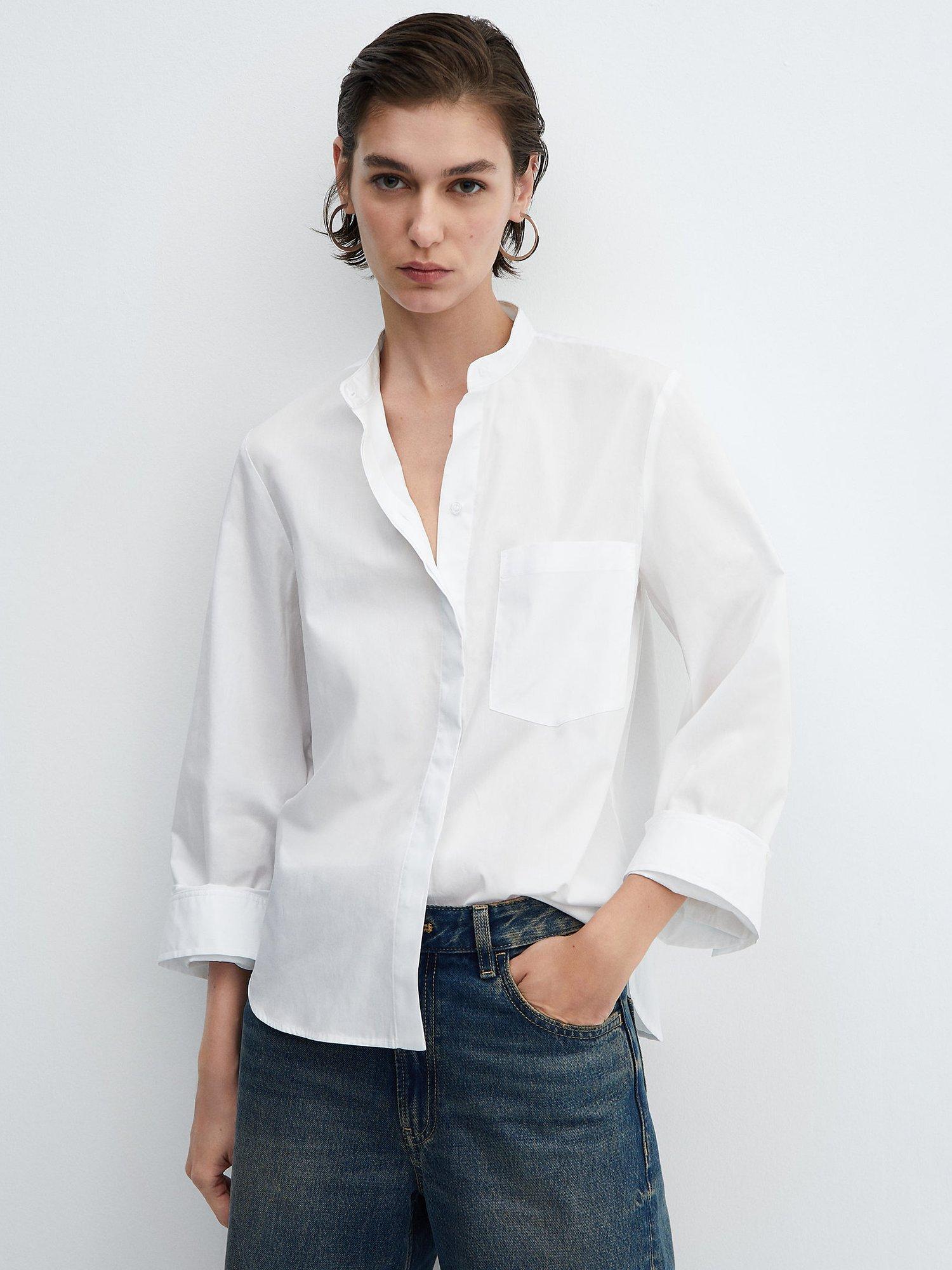 Mango Lucas Cotton Poplin Shirt, Natural White