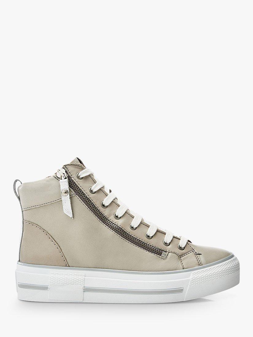 Moda in Pelle Annaken Leather Hi-Top Trainers, Light Grey