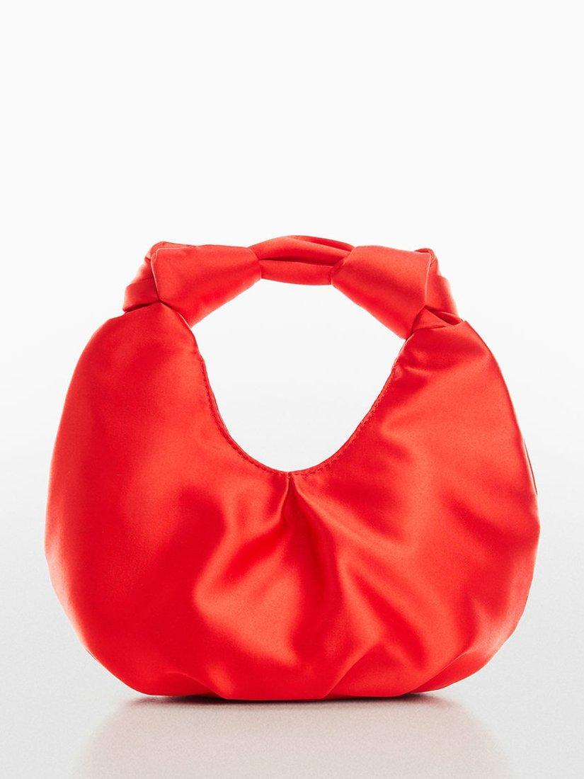 Mango Pauli Satin Evening Bag, Bright Red, One Size