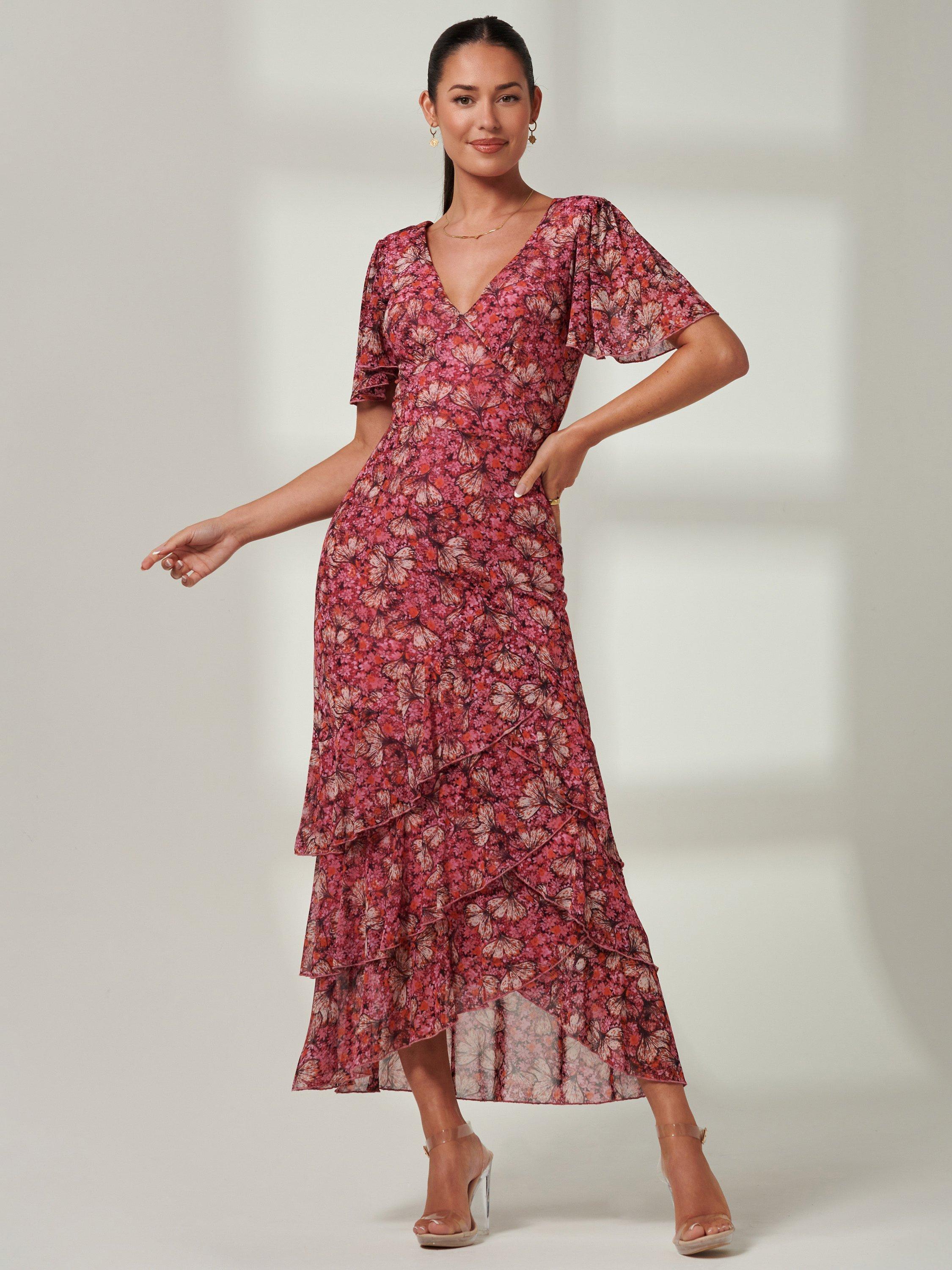 Jolie Moi Daleysa Mesh Maxi Dress, Pink