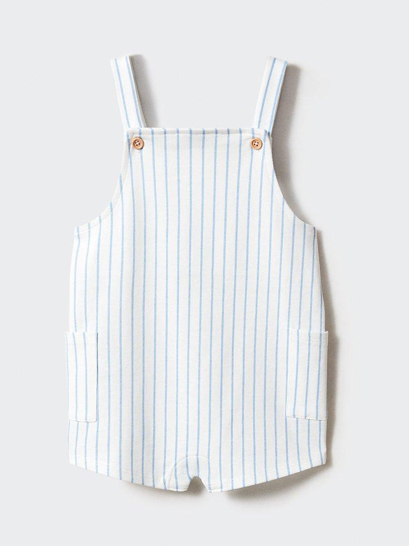 Mango Baby Pedro Stripe Dungarees, Natural White/Multi