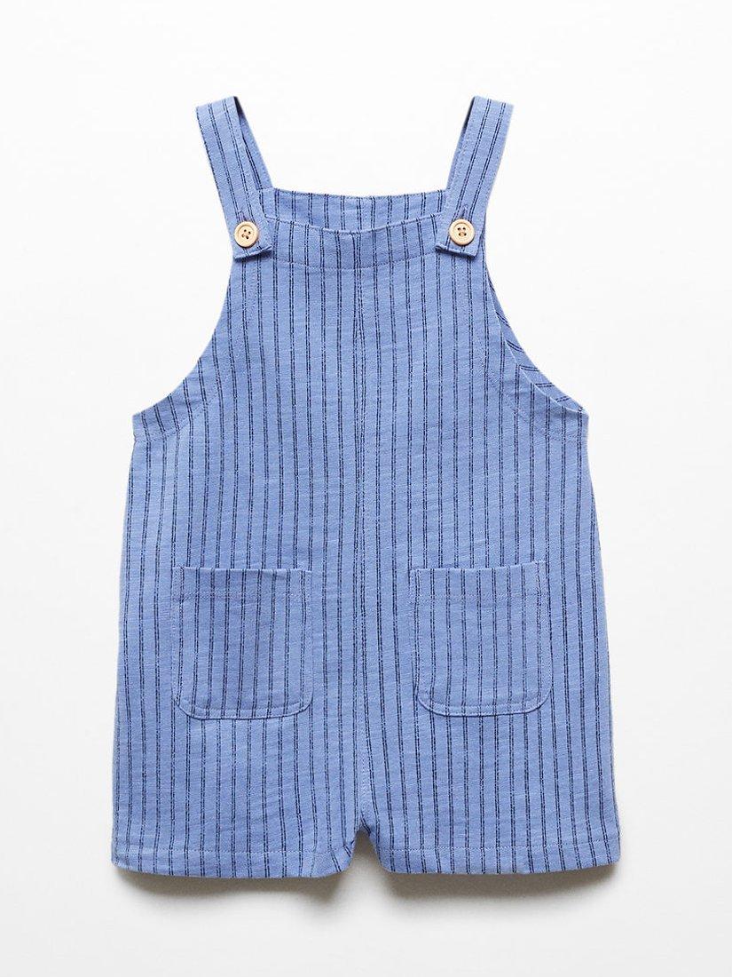 Mango Kids' Zarauz Stripe Jumpsuit, Medium Blue