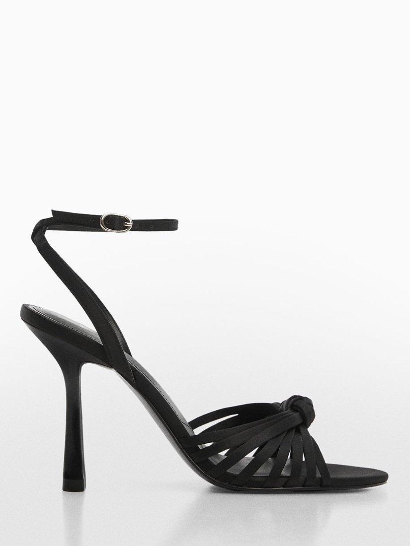 Product image 1 of 4, which shows Mango Noto High Heel Leather Sandals, Black, 3