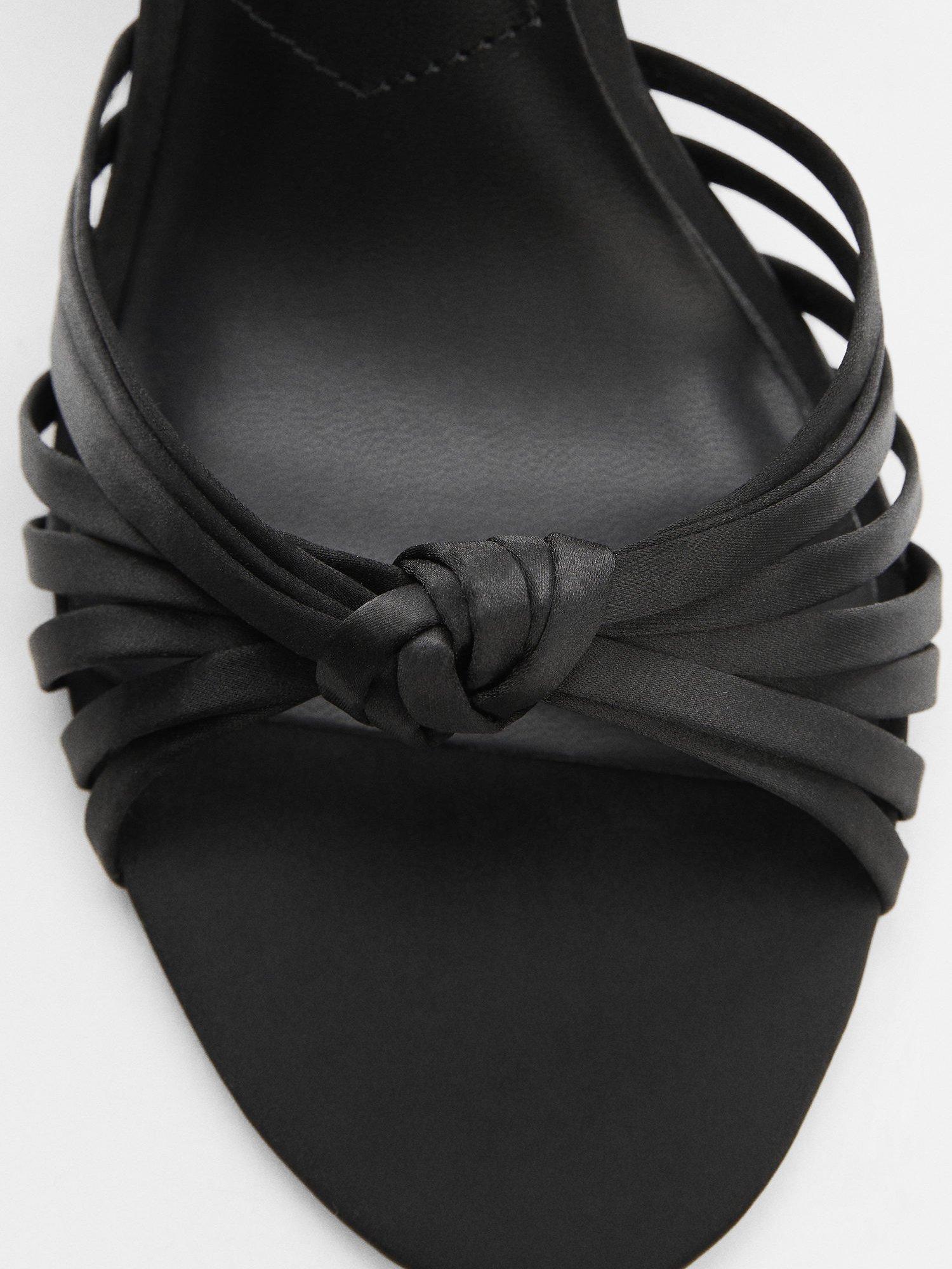 Product image 3 of 4, which shows Mango Noto High Heel Leather Sandals, Black, 3