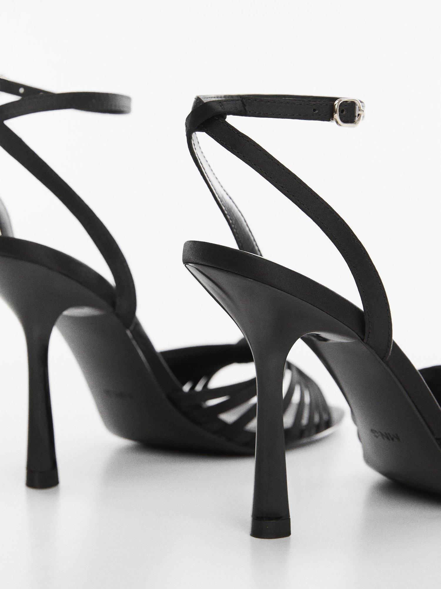 Product image 4 of 4, which shows Mango Noto High Heel Leather Sandals, Black, 3
