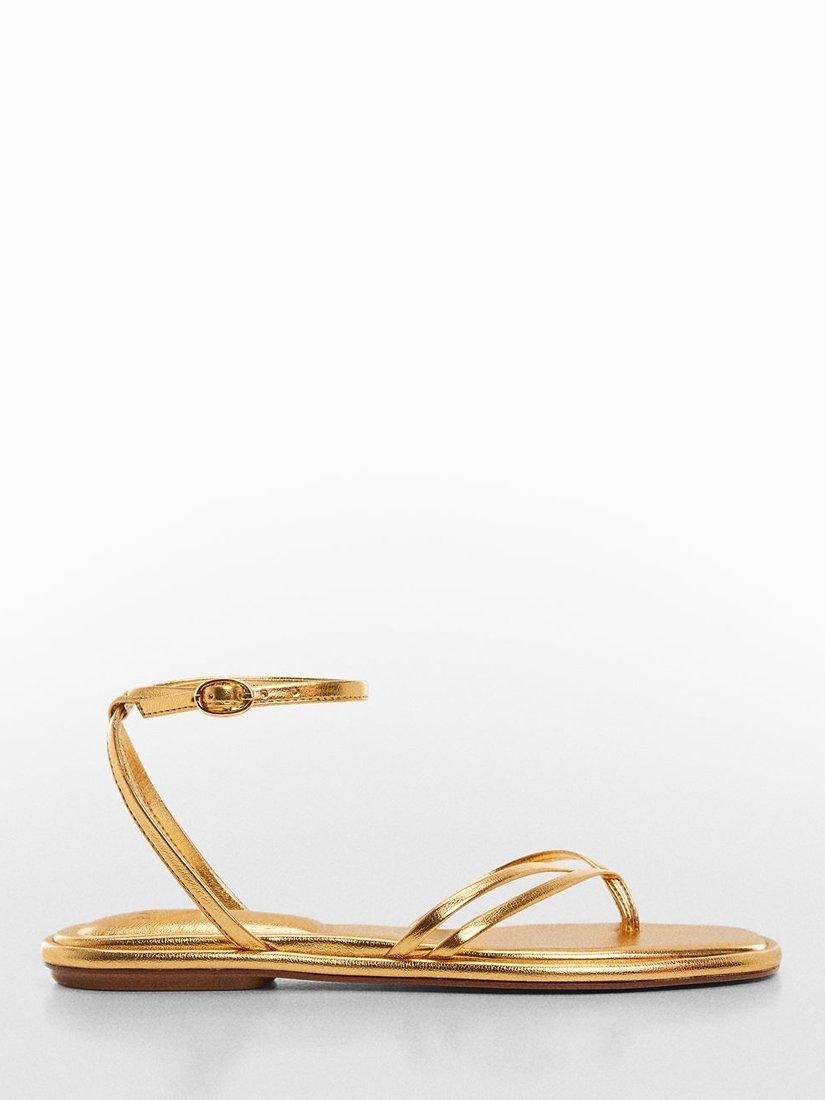 Mango Macha Metallic Sandals, Gold