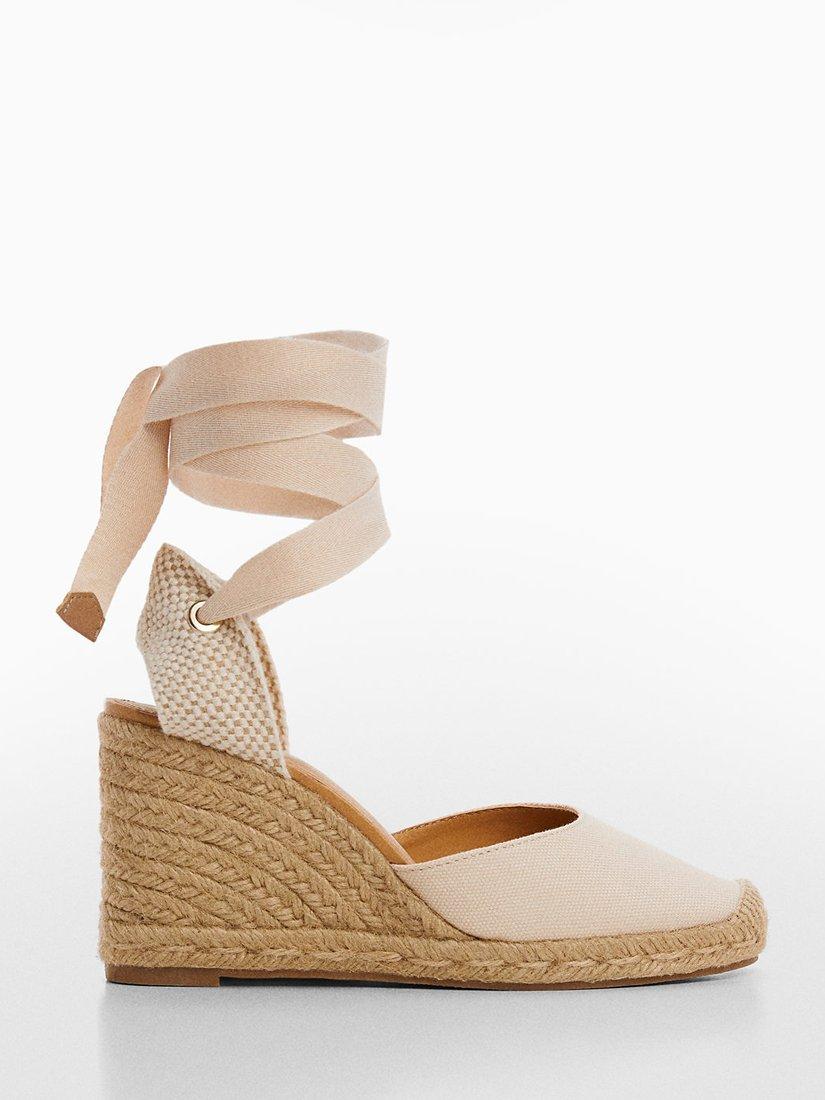 Mango Georgina Wedge Heel Espadrilles, Light Beige