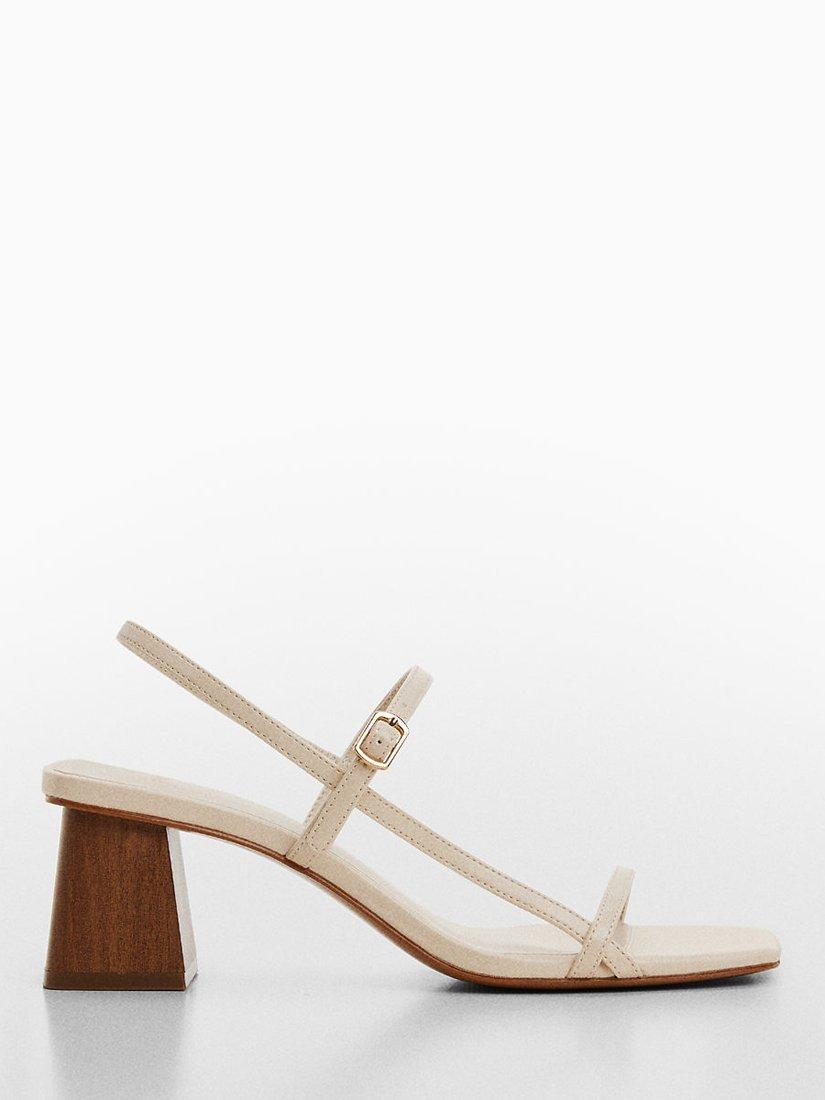 Product image 1 of 4, which shows Mango Vica Block Heel Sandals, Light Beige, 2
