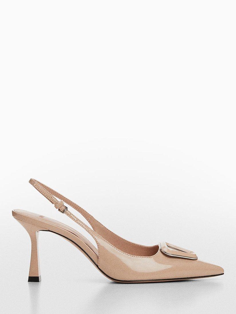 Product image 1 of 4, which shows Mango Franie Patent Leather Slingback Heel Shoes, Pastel Pink, 2