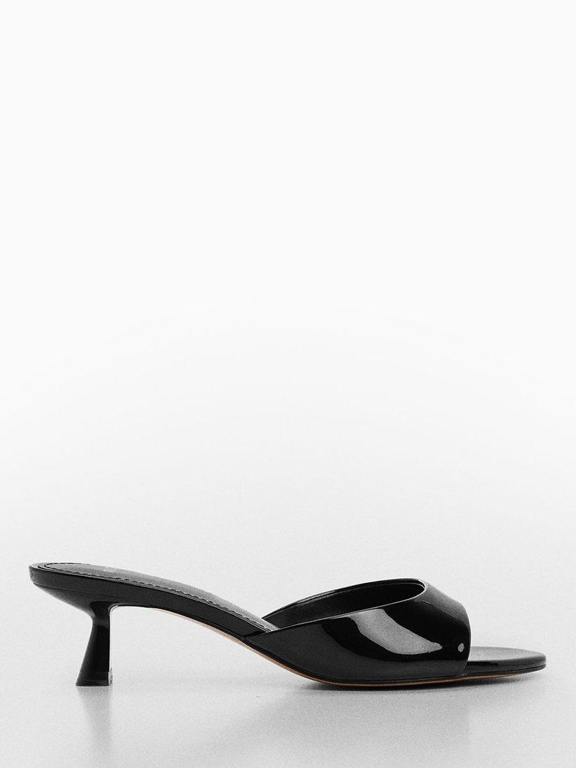 Mango Patent Leather Effect Heeled Sandals, Black