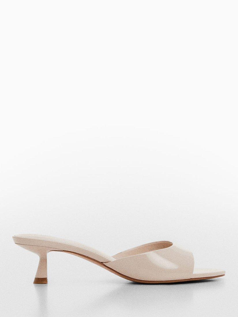 Mango Patent Leather Effect Heeled Sandals, Light Pastel Pink